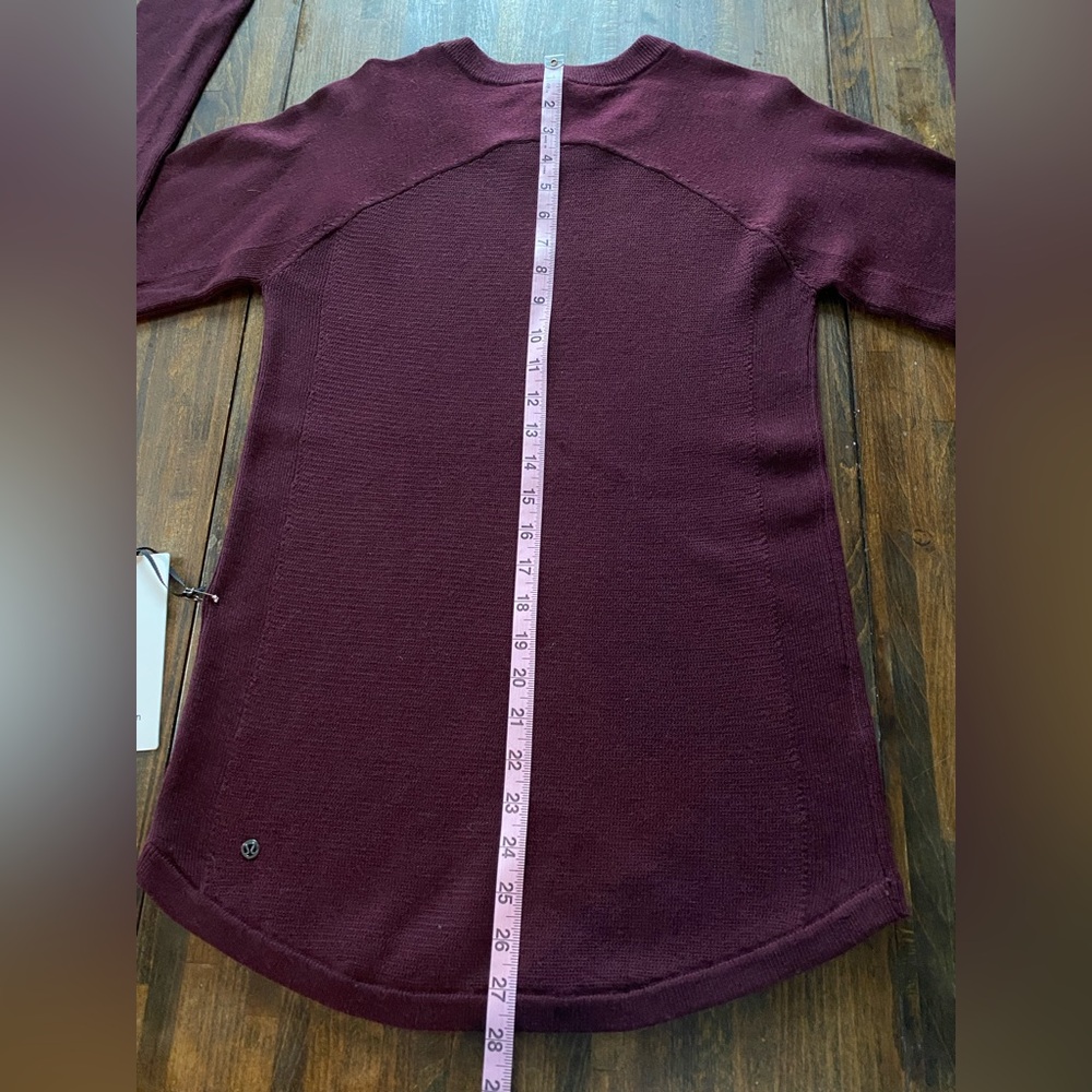 Lululemon Sit in Lotus Sweater Merino Wool Knit Stretch Womens 8 Red Maroon NWT - Picture 9 of 10